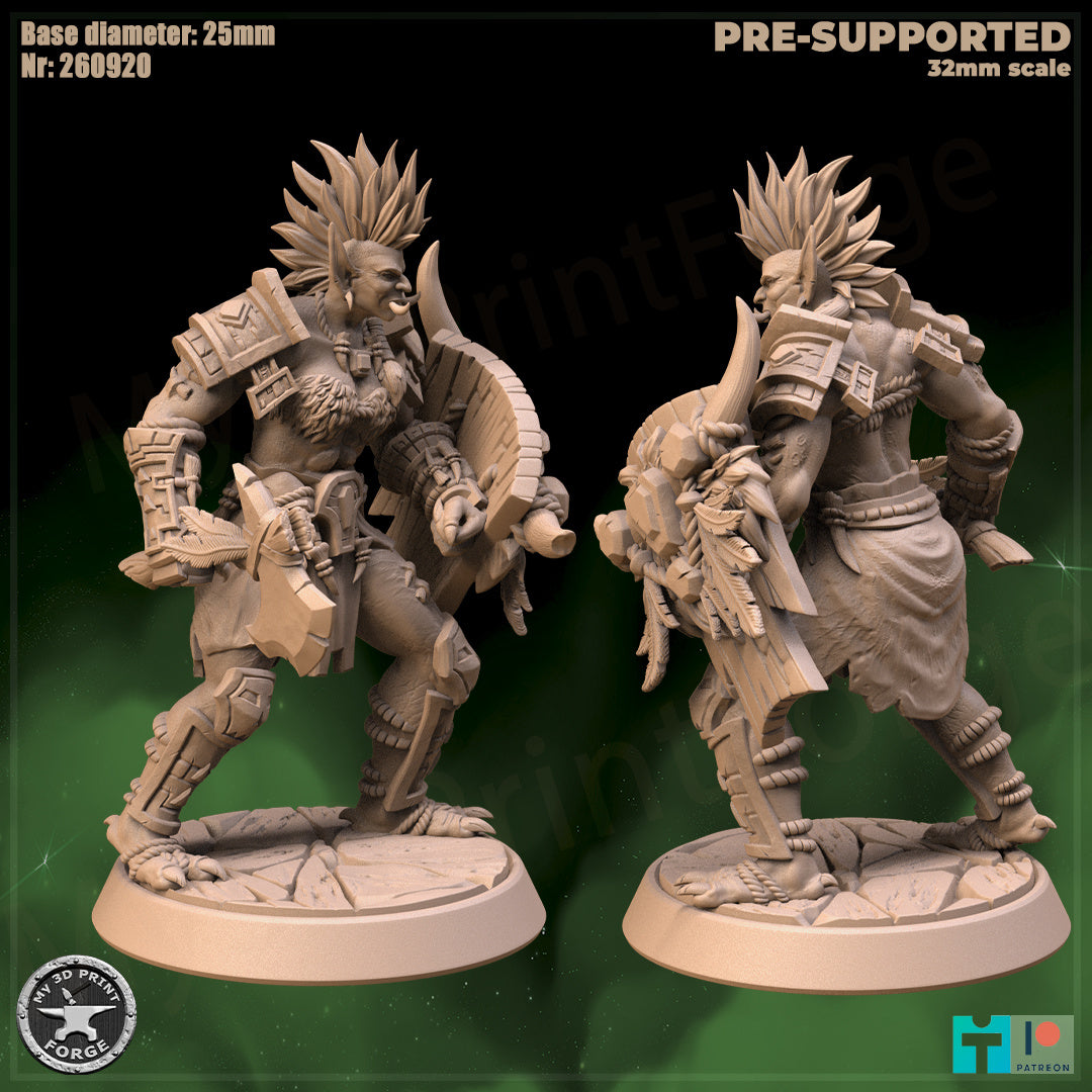 Female Troll Warrior, 2 Poses - 32mm Scale - Unpainted Miniature
