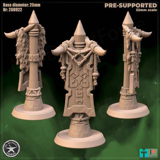 Forest Troll Banner - 32mm Scale - Unpainted Miniature