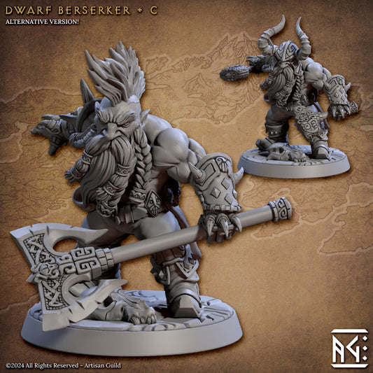 Dwarf Berserker - Pose C - The Quest for Goldvein - Unpainted Miniature