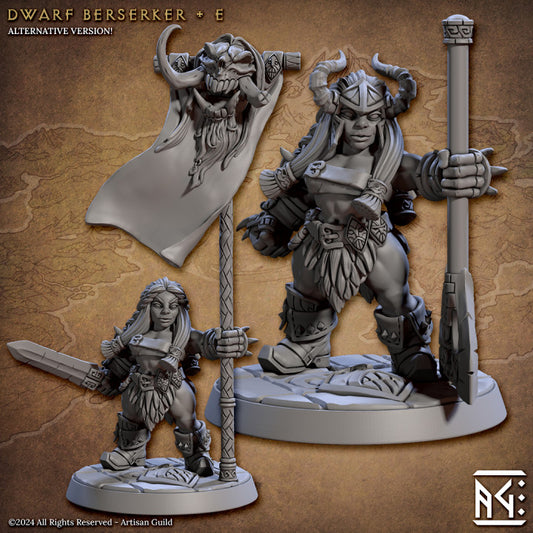 Dwarf Berserker - Pose E - The Quest for Goldvein - Unpainted Miniature