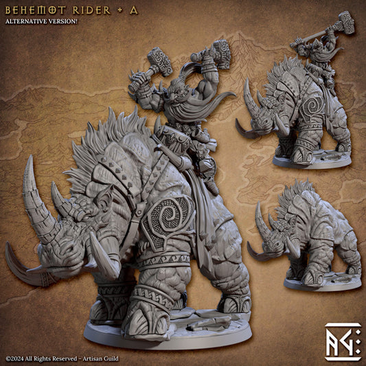 Behemot Rider - Pose A - The Quest for Goldvein - Unpainted Miniature