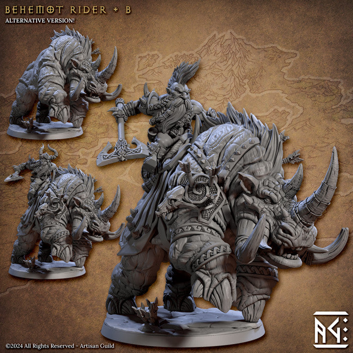 Behemot Rider - Pose B - The Quest for Goldvein - Unpainted Miniature