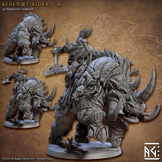 Behemot Rider - Pose B - The Quest for Goldvein - Unpainted Miniature