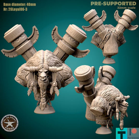 Minotaur Chieftain with Totems - Unpainted Miniature