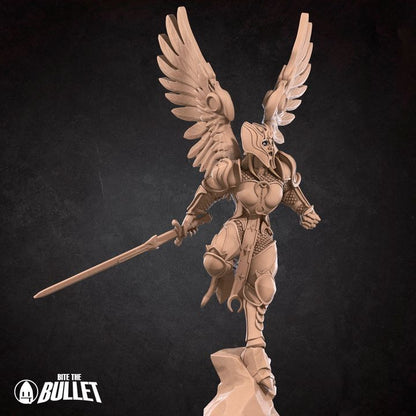 Female Aasimar Paladin - 32mm, 35mm Scale - Unpainted Miniature