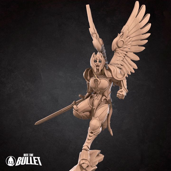 Female Aasimar Paladin - 32mm, 35mm Scale - Unpainted Miniature