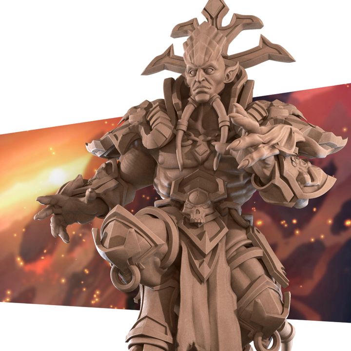 Demon Lord Warlock | 32mm, 35mm Scale | Unpainted Miniature