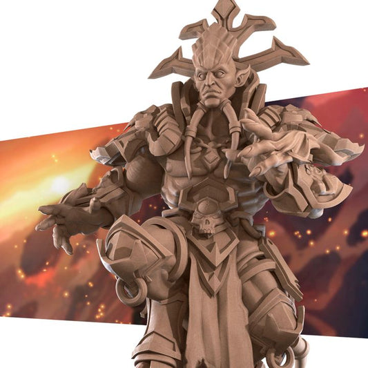 Demon Lord Warlock | 32mm, 35mm Scale | Unpainted Miniature