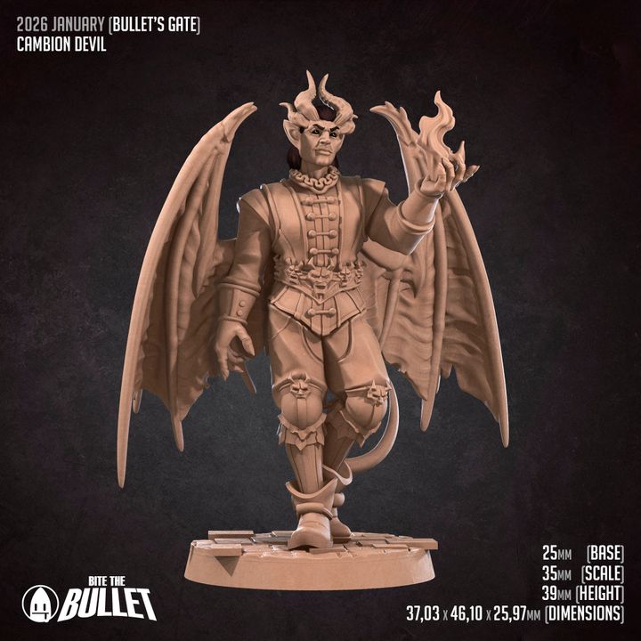 Cambion Devil, 3 Poses | Pinup | 32mm, 35mm Scale | Unpainted Miniature