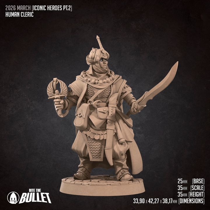 Human Cleric | 32mm, 35mm Scale | Unpainted Miniature