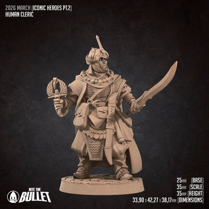 Human Cleric | 32mm, 35mm Scale | Unpainted Miniature
