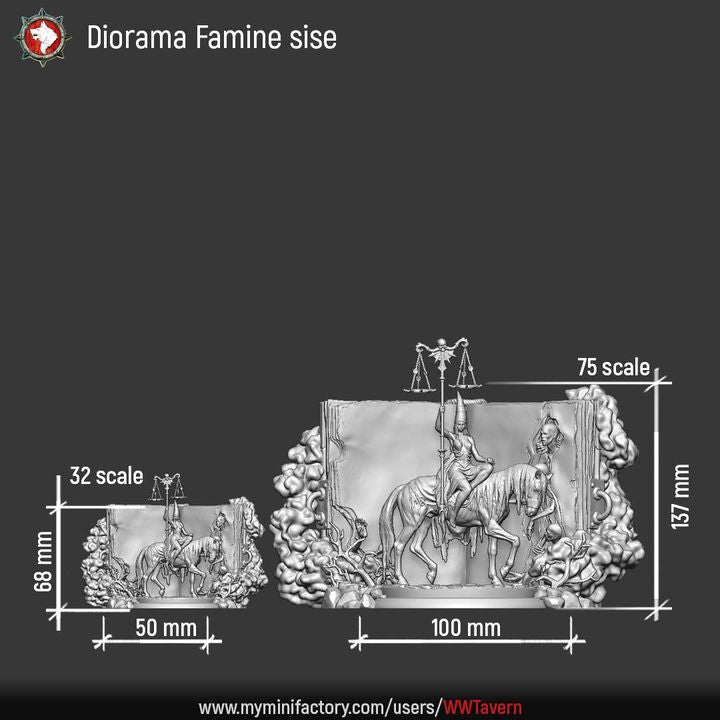 Famine, Apocalyptic Horseman, Diorama | Sisters of the Apocalypse | Unpainted Miniature