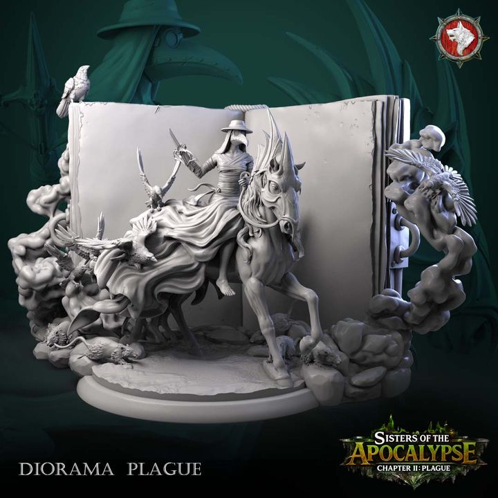 Plague, Apocalyptic Horseman, Diorama | Sisters of the Apocalypse | Unpainted Miniature