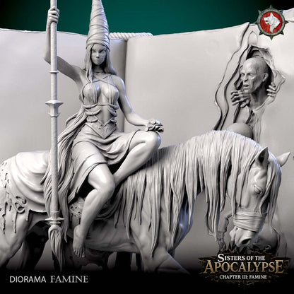 Famine, Apocalyptic Horseman, Diorama | Sisters of the Apocalypse | Unpainted Miniature