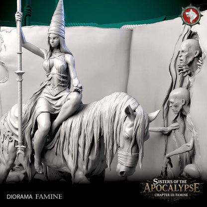 Famine, Apocalyptic Horseman, Diorama | Sisters of the Apocalypse | Unpainted Miniature