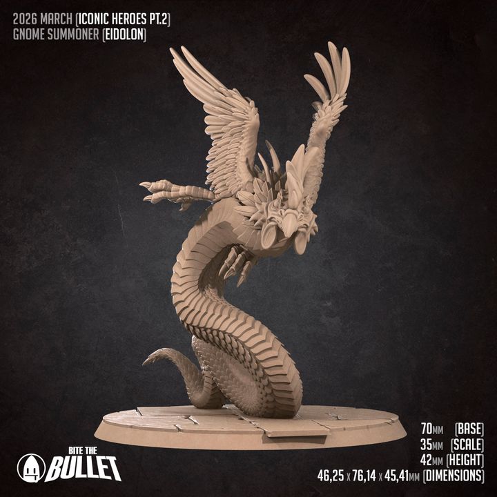 Gnome Summoner with Eidolon | 32mm, 35mm Scale | Unpainted Miniature