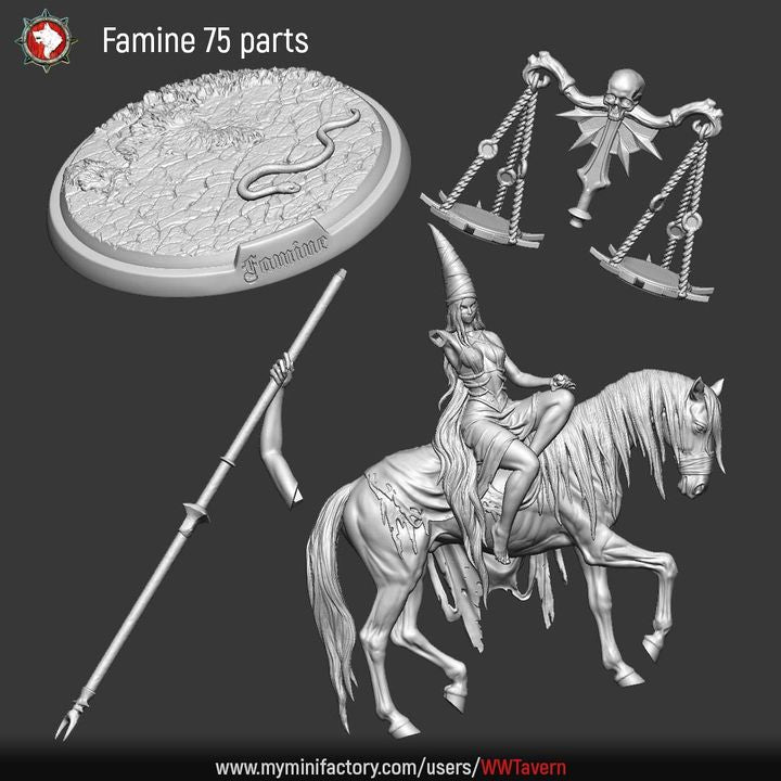 Famine, Apocalyptic Horseman, Diorama | Sisters of the Apocalypse | Unpainted Miniature