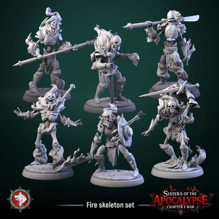 Fire Skeletons | Sisters of the Apocalypse | Unpainted Miniature