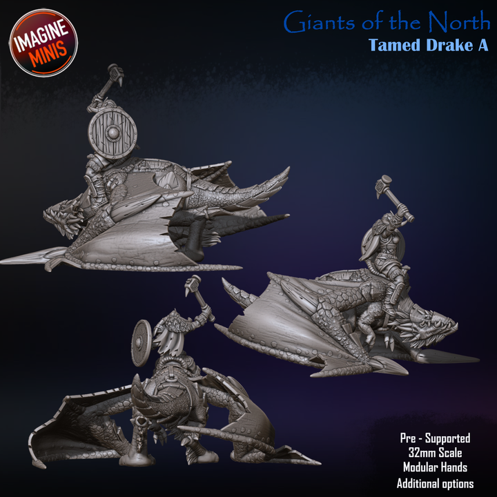 Tamed Drake, Pose A - Giants of the North - Unpainted Miniature