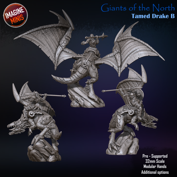 Tamed Drake, Pose B - Giants of the North - Unpainted Miniature