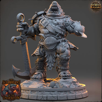 Granneth Wave-Eater, Sharkfolk - The Selachians of the Undertow - Unpainted Miniature