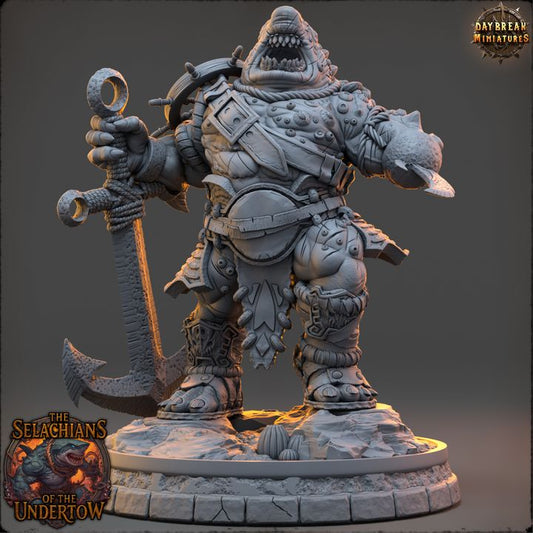 Granneth Wave-Eater, Sharkfolk - The Selachians of the Undertow - Unpainted Miniature