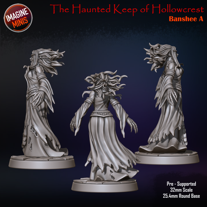 Banshee, 3 Poses | Haunted Keep of Hollowcrest | Unpainted Miniature