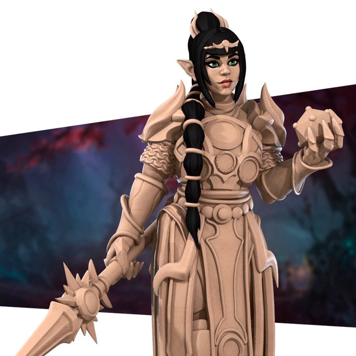 Half Elf Cleric | 32mm, 35mm Scale | Unpainted Miniature