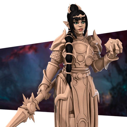 Half Elf Cleric | 32mm, 35mm Scale | Unpainted Miniature