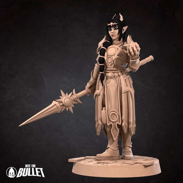 Half Elf Cleric | 32mm, 35mm Scale | Unpainted Miniature
