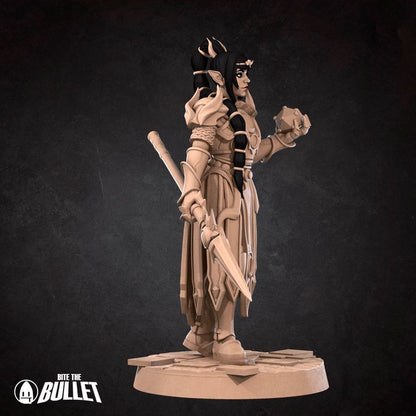 Half Elf Cleric | 32mm, 35mm Scale | Unpainted Miniature