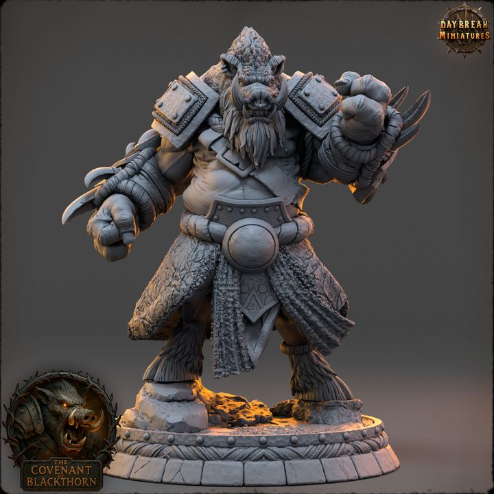 Harn Spinesnout, Boarfolk - The Covenant of Blackthorn - Unpainted Miniature