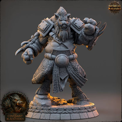 Harn Spinesnout, Boarfolk - The Covenant of Blackthorn - Unpainted Miniature