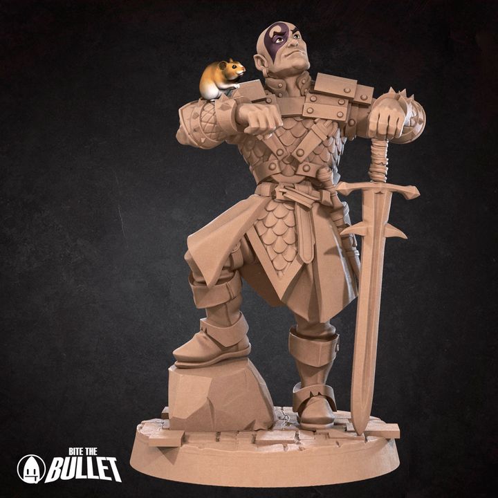 Human Ranger with Hamster | 32mm, 35mm Scale | Unpainted Miniature