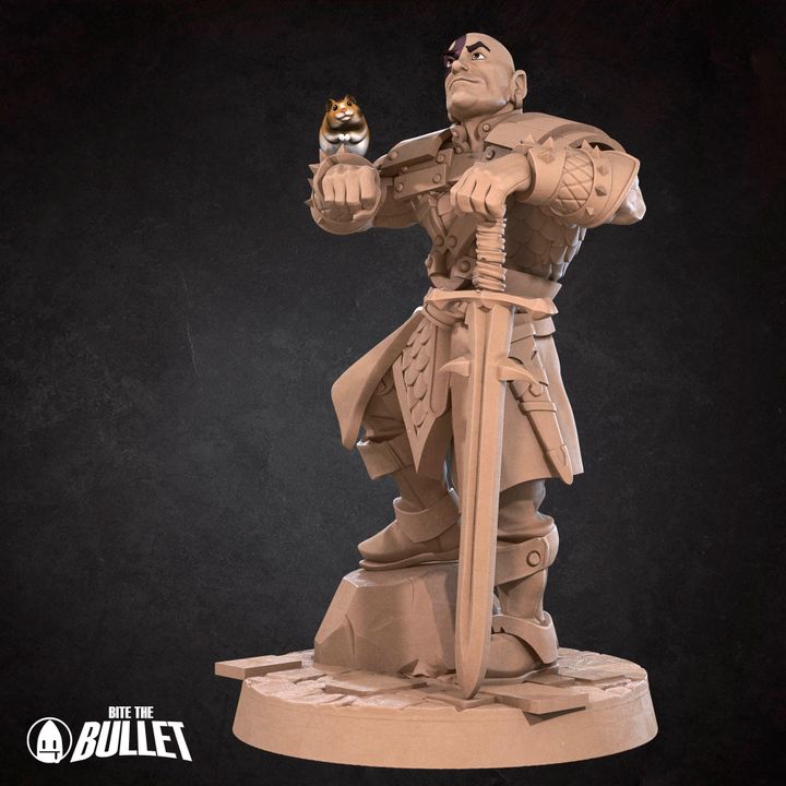 Human Ranger with Hamster | 32mm, 35mm Scale | Unpainted Miniature