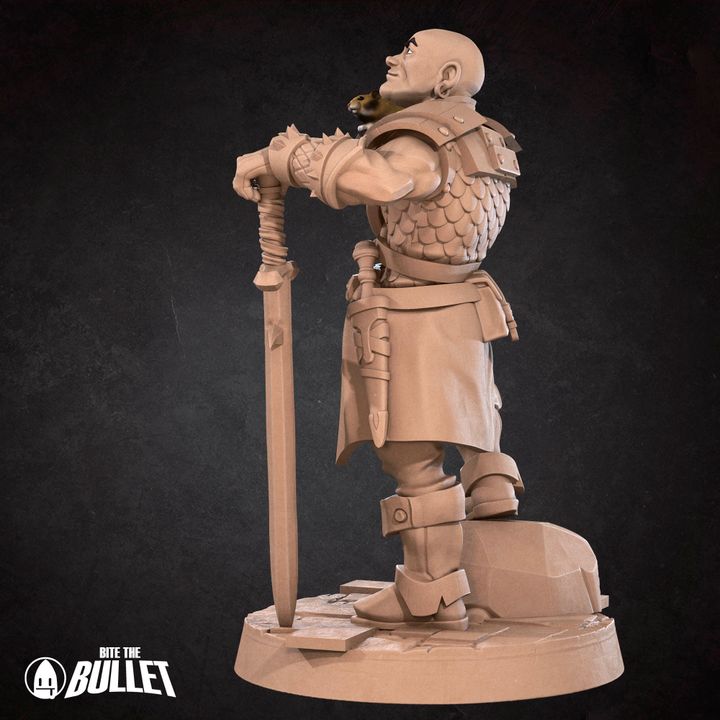 Human Ranger with Hamster | 32mm, 35mm Scale | Unpainted Miniature