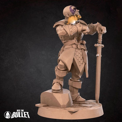 Human Ranger with Hamster | 32mm, 35mm Scale | Unpainted Miniature