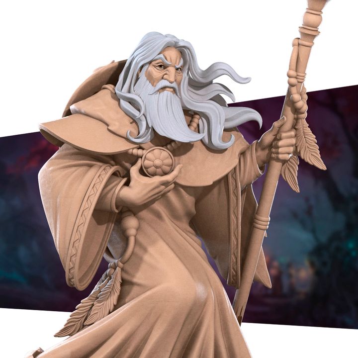 Human Harper Wizard | 32mm, 35mm Scale | Unpainted Miniature