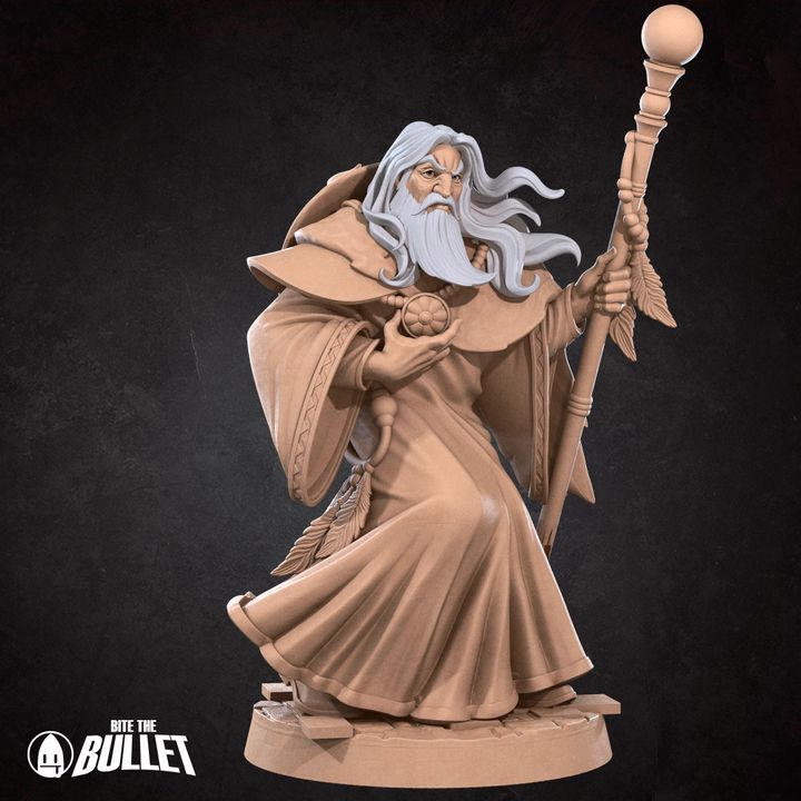 Human Harper Wizard | 32mm, 35mm Scale | Unpainted Miniature