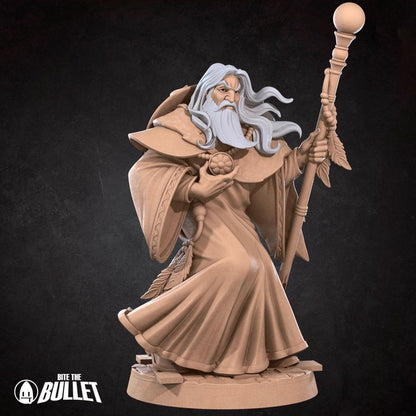 Human Harper Wizard | 32mm, 35mm Scale | Unpainted Miniature