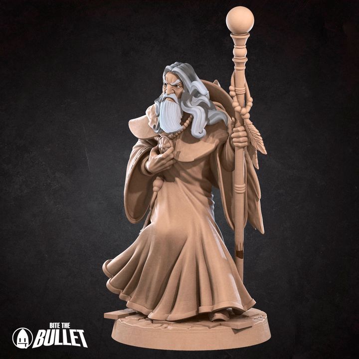 Human Harper Wizard | 32mm, 35mm Scale | Unpainted Miniature