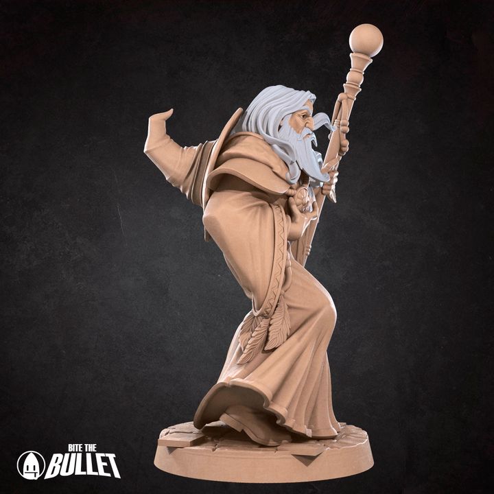 Human Harper Wizard | 32mm, 35mm Scale | Unpainted Miniature