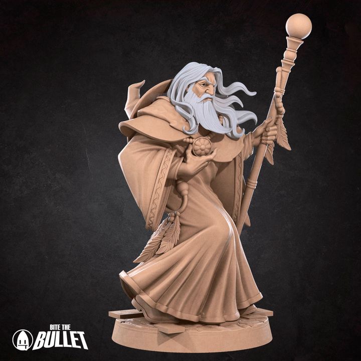 Human Harper Wizard | 32mm, 35mm Scale | Unpainted Miniature