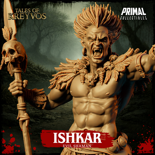 Ishkar, Evil Shaman - Tales of Kreyvos - Unpainted Miniature