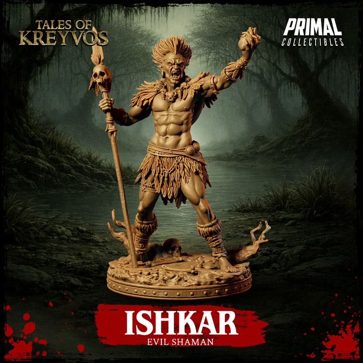 Ishkar, Evil Shaman - Tales of Kreyvos - Unpainted Miniature
