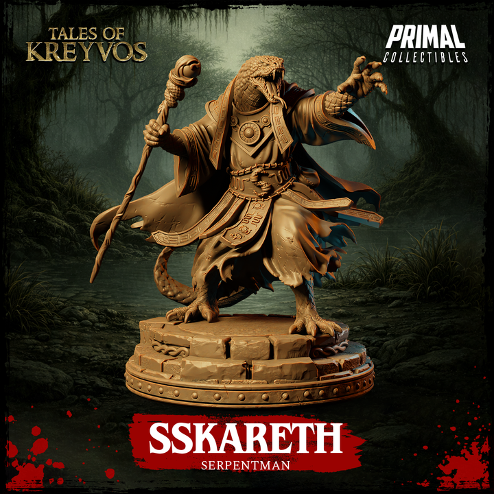 Serpentman, Sskareth - Tales of Kreyvos - Unpainted Miniature