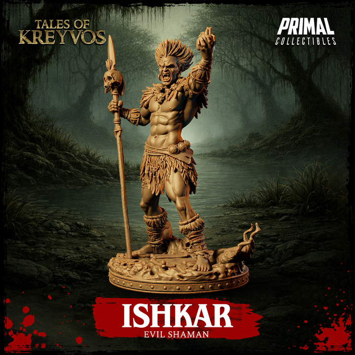 Ishkar, Evil Shaman - Tales of Kreyvos - Unpainted Miniature