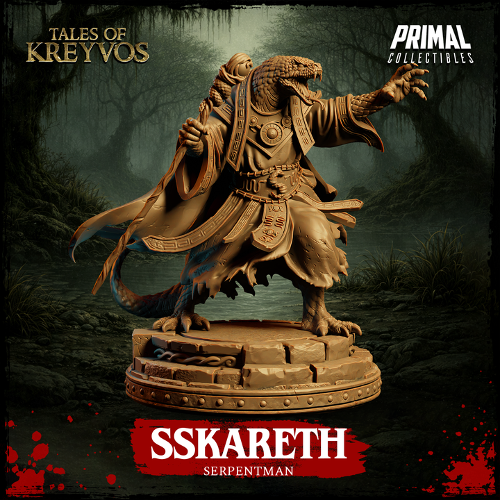 Serpentman, Sskareth - Tales of Kreyvos - Unpainted Miniature