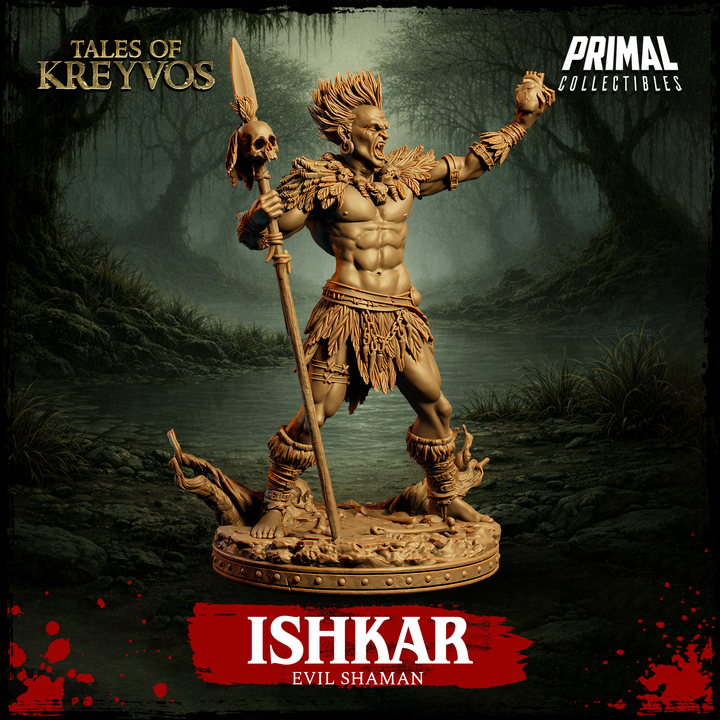 Ishkar, Evil Shaman - Tales of Kreyvos - Unpainted Miniature