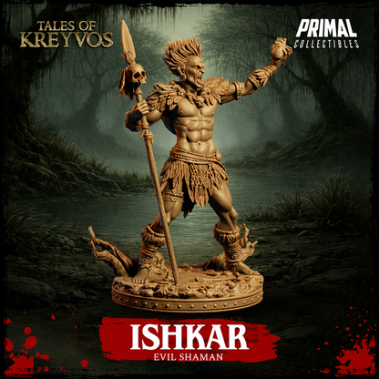 Ishkar, Evil Shaman - Tales of Kreyvos - Unpainted Miniature